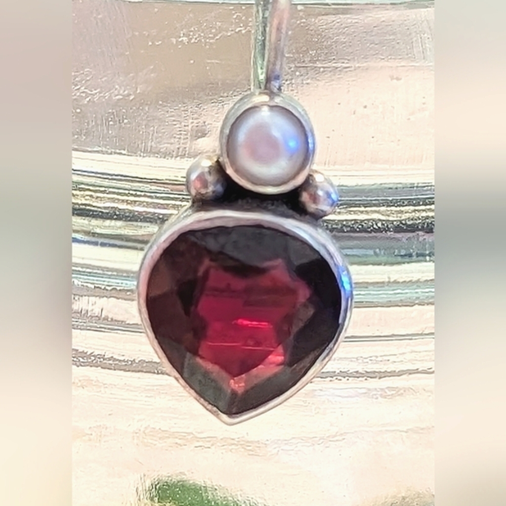 Silpada Get Glowing Sterling Silver with a Garnet and Pearl Earrings - Picture 3 of 6